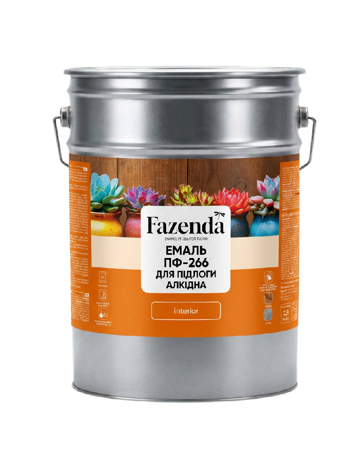 Емаль Fazenda алкідна для підлоги ПФ-266 червоно-коричневий глянець 25кг